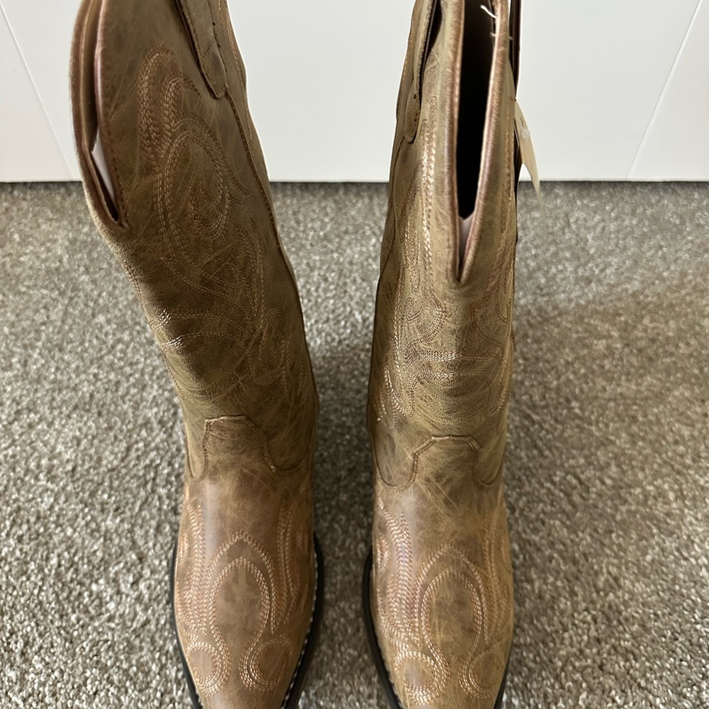 NEW Roper Riley Women's Tan Embroidered Snip Toe Western Boots Size 8 - Picture 4 of 15